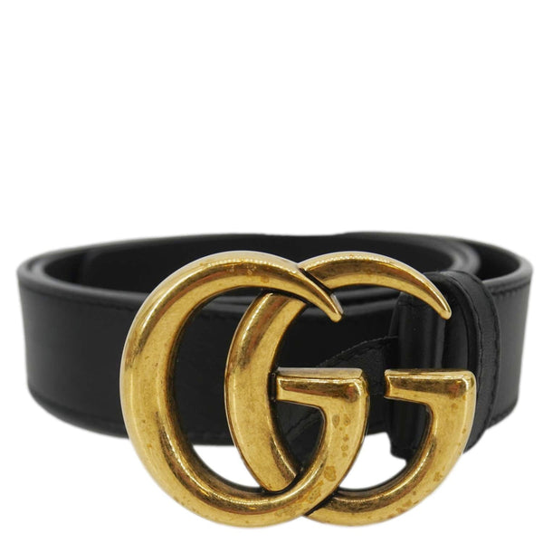 GUCCI GG Buckle Leather Belt Black 525040 Size 85/34
