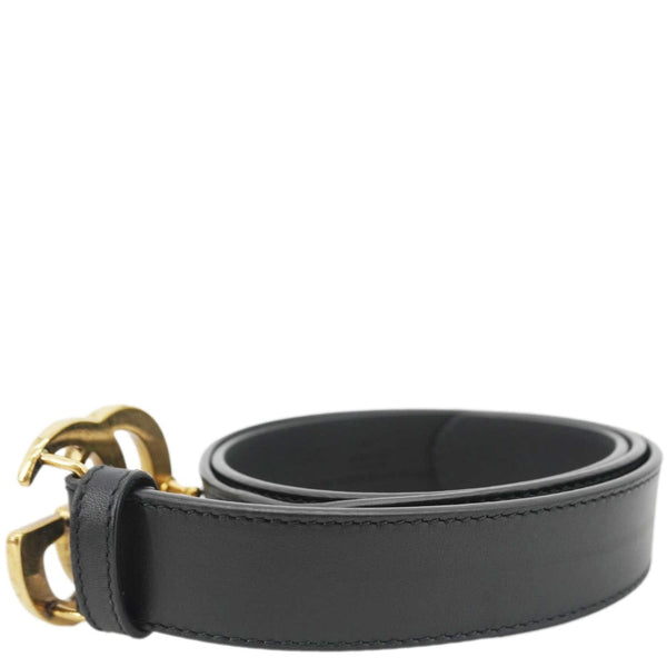 GUCCI GG Buckle Leather Belt Black 525040 Size 85/34