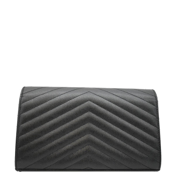 YVES SAINT LAURENT Cassandre Chain Wallet Leather Crossbody Bag Black