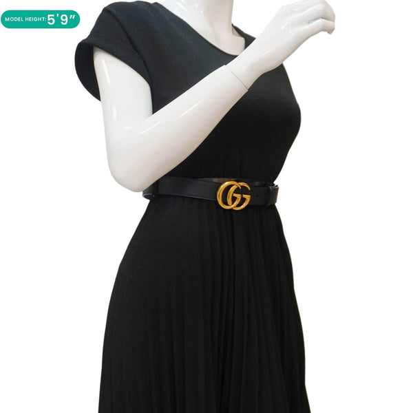 GUCCI GG Buckle Leather Belt Black 525040 Size 85/34