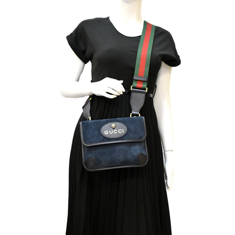 GUCCI Neo Vintage Suede Crossbody Bag Blue 501050