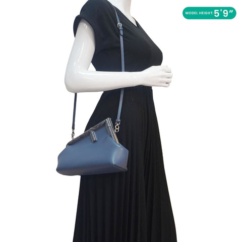 FENDI First Small Nappa Leather Shoulder Bag Blue