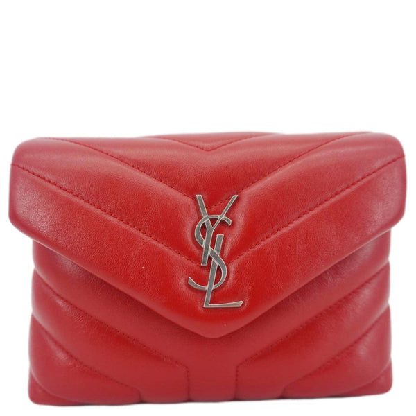 YVES SAINT LAURENT Loulou Toy Calfskin Leather Crossbody Bag Red