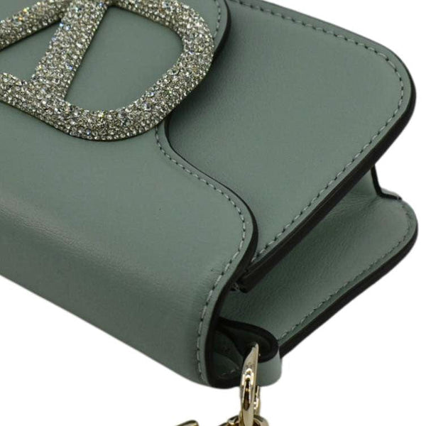 VALENTINO Jewel Logo Loco Small Leather Shoulder Bag Green