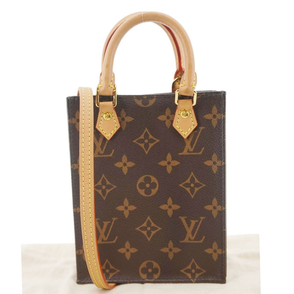 LOUIS VUITTON Petit Sac Plat Monogram Canvas Shoulder Bag Brown