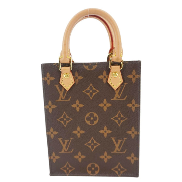 LOUIS VUITTON Petit Sac Plat Monogram Canvas Shoulder Bag Brown