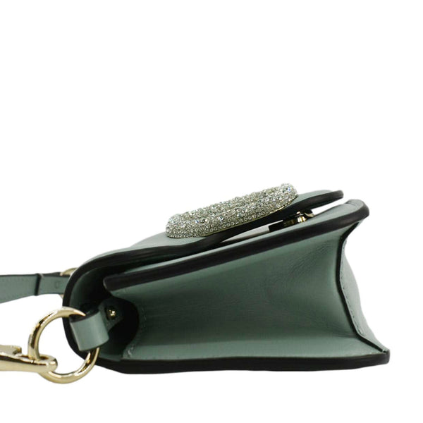 VALENTINO Jewel Logo Loco Small Leather Shoulder Bag Green