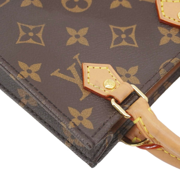 LOUIS VUITTON Petit Sac Plat Monogram Canvas Shoulder Bag Brown