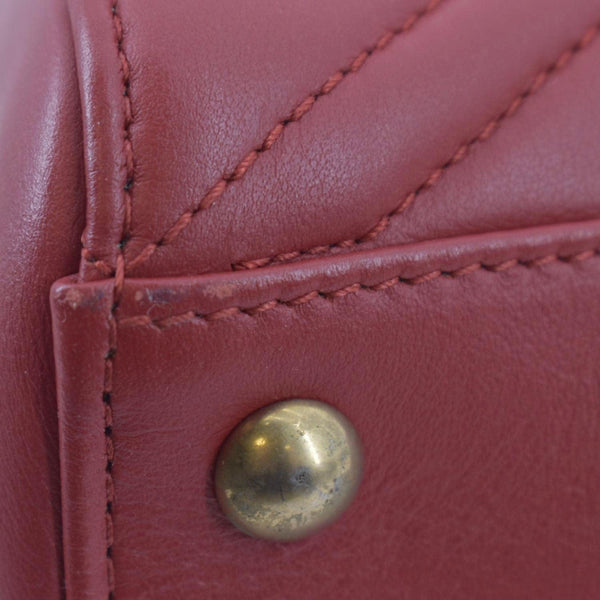 GUCCI GG Marmont Medium Matelasse Leather Top Handle Shoulder Bag Red 443505