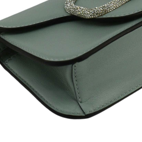 VALENTINO Jewel Logo Loco Small Leather Shoulder Bag Green