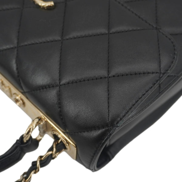 CHANEL Trendy CC Flap Quilted Leather Top Handle Shoulder Bag Black