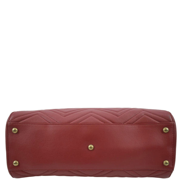 GUCCI GG Marmont Medium Matelasse Leather Top Handle Shoulder Bag Red 443505