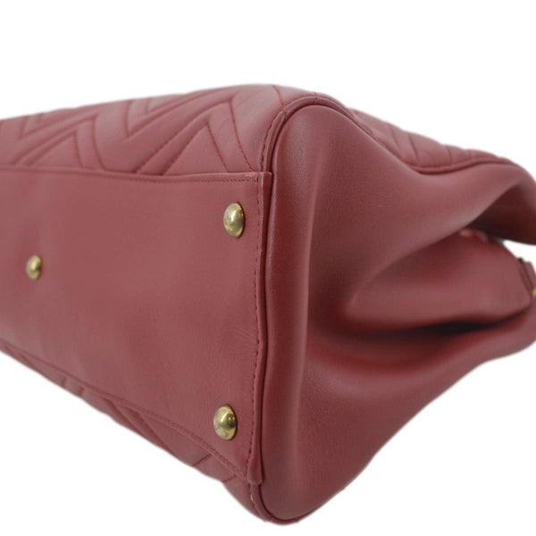 GUCCI GG Marmont Medium Matelasse Leather Top Handle Shoulder Bag Red 443505