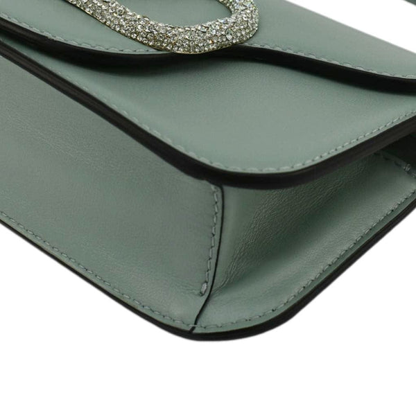 VALENTINO Jewel Logo Loco Small Leather Shoulder Bag Green