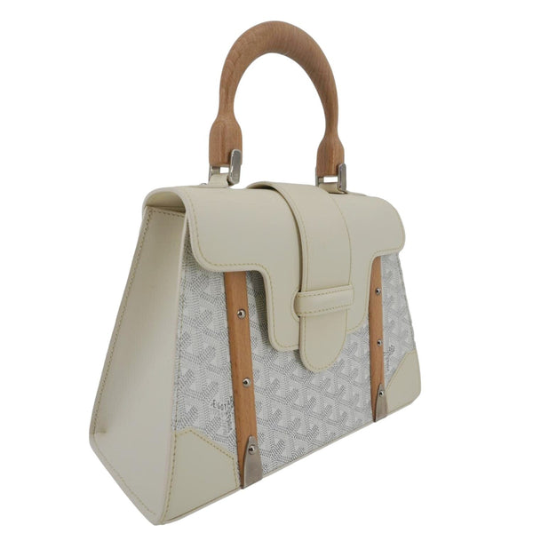 GOYARD Saigon PM Chevron Canvas Bag White – Side Angle View