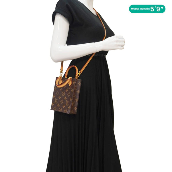 LOUIS VUITTON Petit Sac Plat Monogram Canvas Shoulder Bag Brown