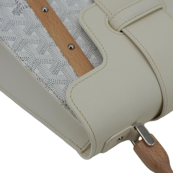 GOYARD Saigon PM Chevron Print Coated Canvas Top Handle Shoulder Bag White