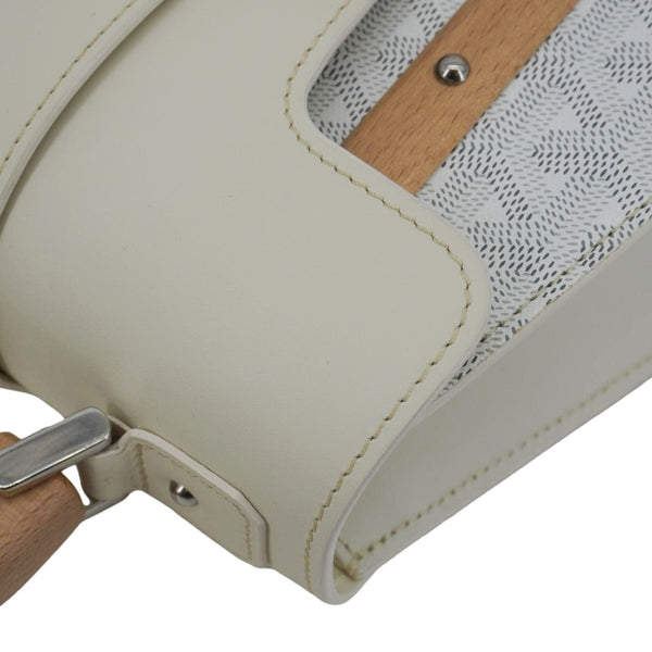 GOYARD Saigon PM Chevron Canvas Bag White – Stitching Close-up