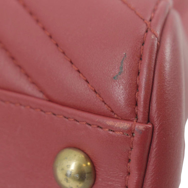 GUCCI GG Marmont Medium Matelasse Leather Top Handle Shoulder Bag Red 443505