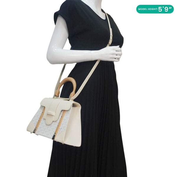 GOYARD Saigon PM Chevron Canvas Bag White – Model Holding Bag