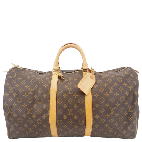 LOUIS VUITTON Keepall 55 Monogram Canvas Boston Bag Brown