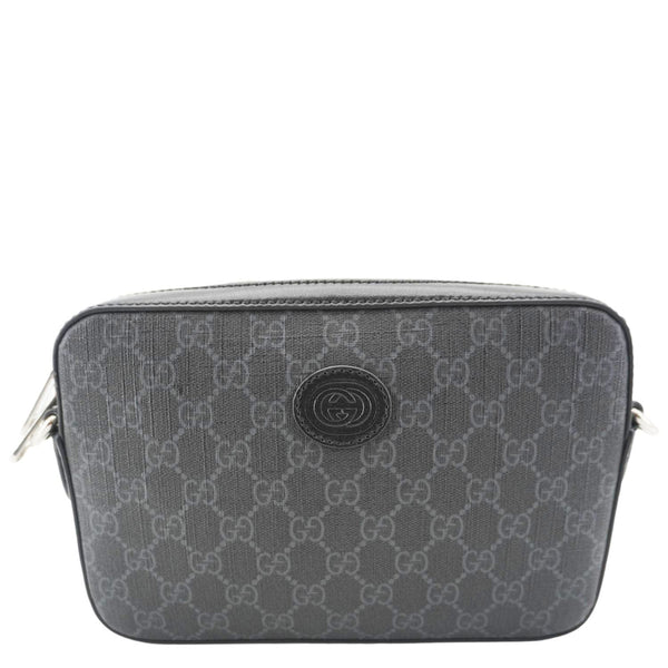GUCCI Azalea Retro Interlocking G Supreme Canvas Shoulder Bag Black 703468