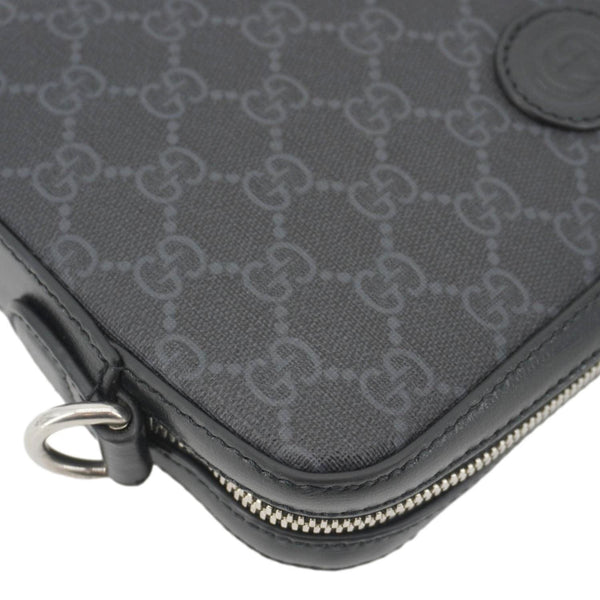 GUCCI Azalea Retro Interlocking G Supreme Canvas Shoulder Bag Black 703468