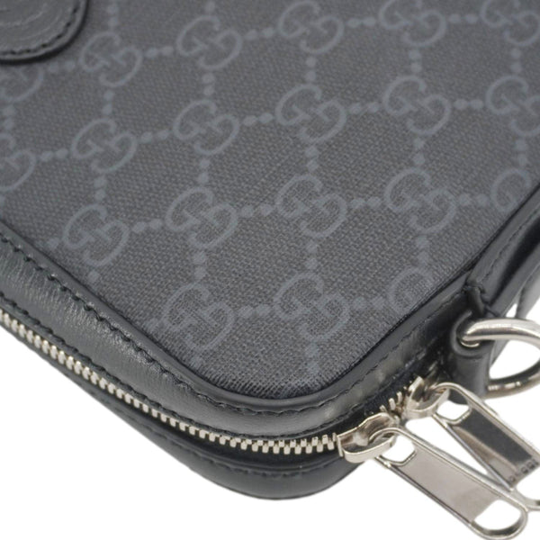 GUCCI Azalea Retro Interlocking G Supreme Canvas Shoulder Bag Black 703468