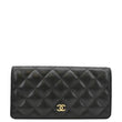 CHANEL Bifold Quilted Caviar Leather Long Wallet Black