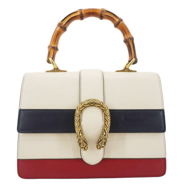 GUCCI Dionysus Bamboo Medium Leather Top Handle Shoulder Bag White 448075