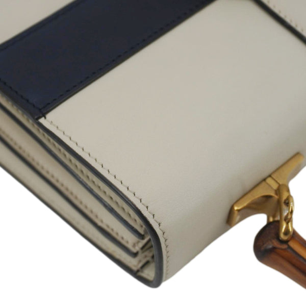 GUCCI Dionysus Bamboo Medium Leather Top Handle Shoulder Bag White 448075