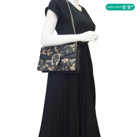 GUCCI Arabesque Small Dionysus GG Supreme Canvas Shoulder Bag Black 400249