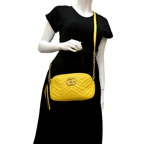 GUCCI GG Marmont Small Matelasse Leather Crossbody Bag Yellow 447632