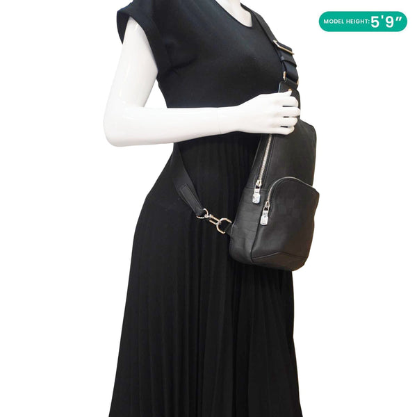 LOUIS VUITTON Avenue Sling Damier Infini Leather Backpack Bag Black