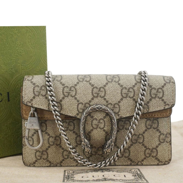 GUCCI Dionysus Super Mini GG Supreme Canvas Crossbody Bag Taupe 476432