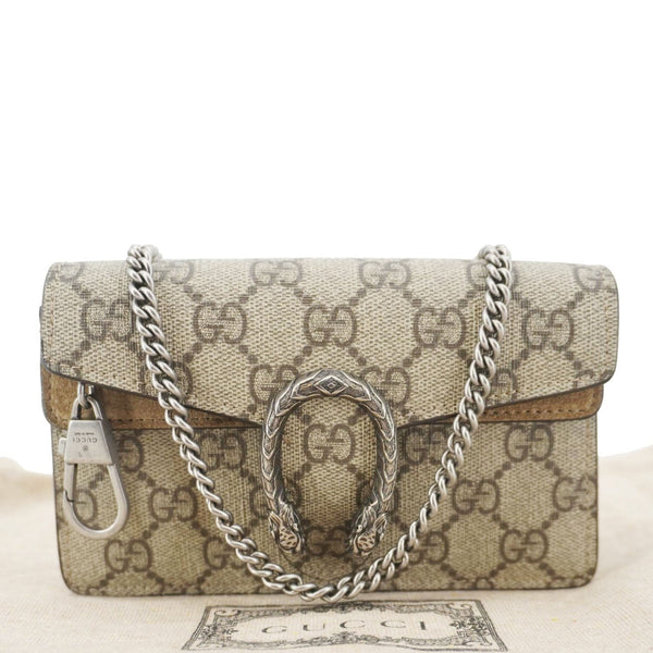 GUCCI Dionysus Super Mini GG Supreme Canvas Crossbody Bag Taupe 476432