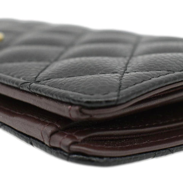 CHANEL Bifold Quilted Caviar Leather Long Wallet Black