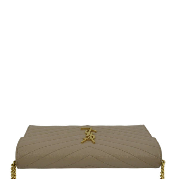 YVES SAINT LAURENT Cassandre Matelasse Chain Wallet Crossbody Bag Beige