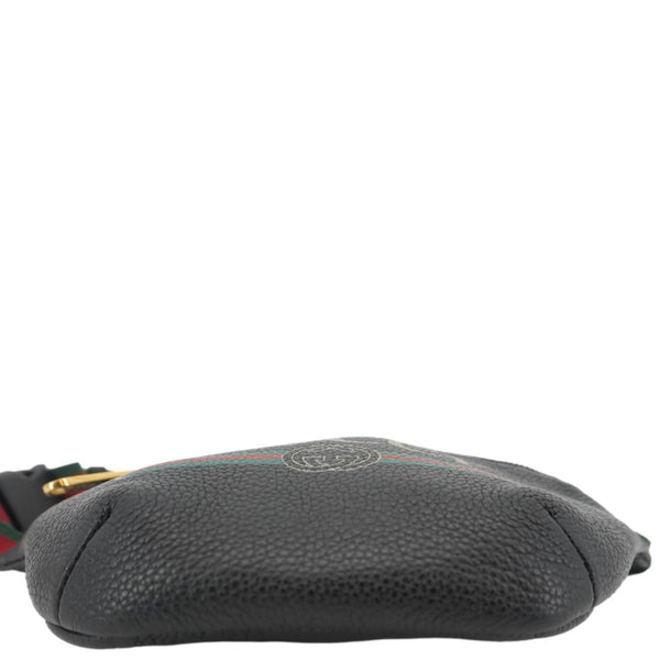 GUCCI Logo Print Small Grained Calfskin Leather Belt Bag Black 527792