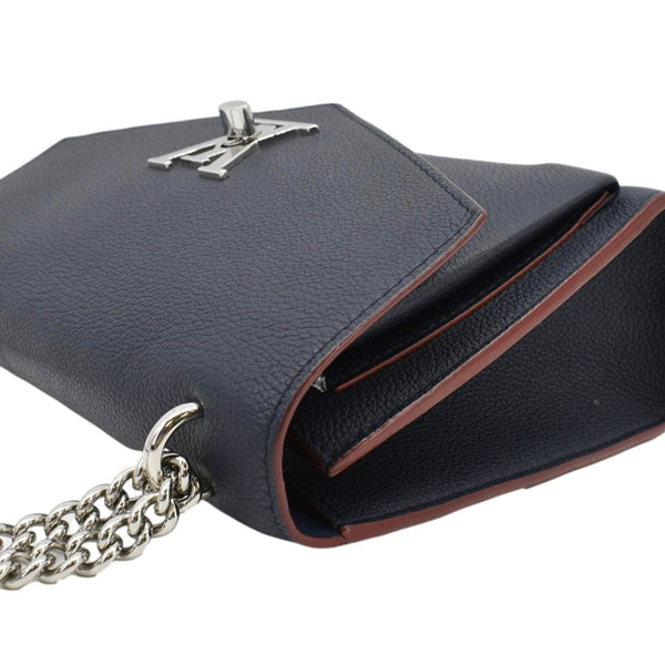 LOUIS VUITTON Mylockme Leather Chain Shoulder Bag Navy Blue