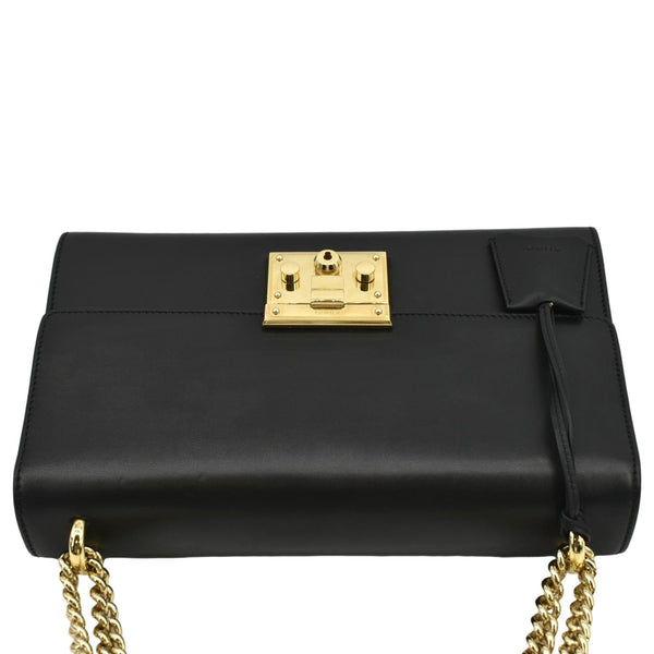 GUCCI Padlock Leather Shoulder Bag Black 409486
