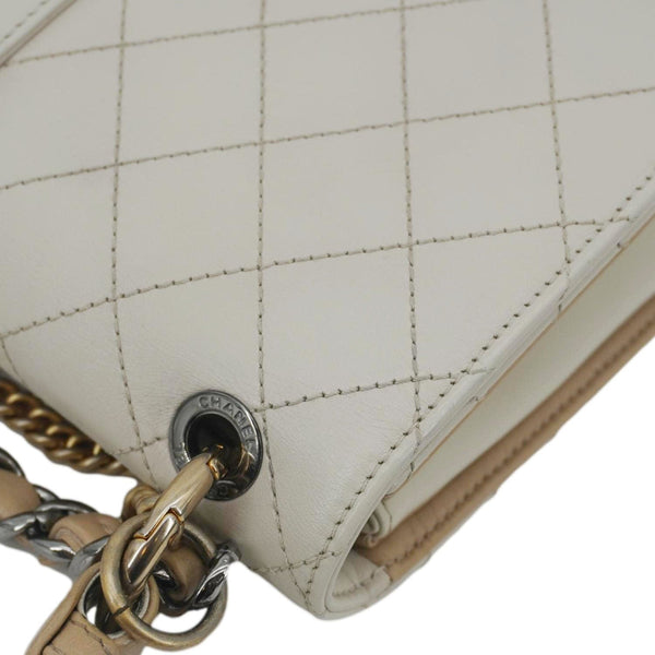 CHANEL CC Flap Quilted Leather Chain Crossbody Bag White