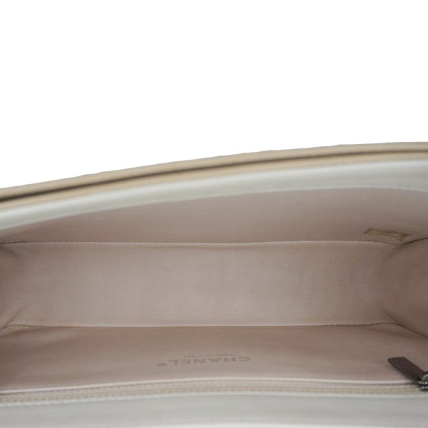 CHANEL CC Flap Quilted Leather Chain Crossbody Bag White