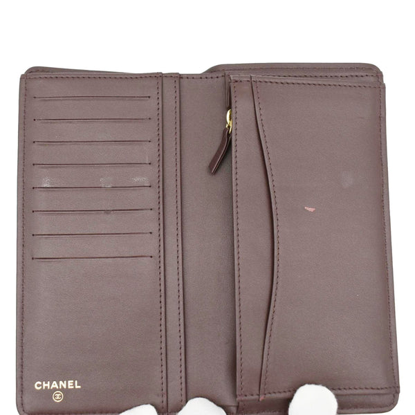 CHANEL Bifold Quilted Caviar Leather Long Wallet Black