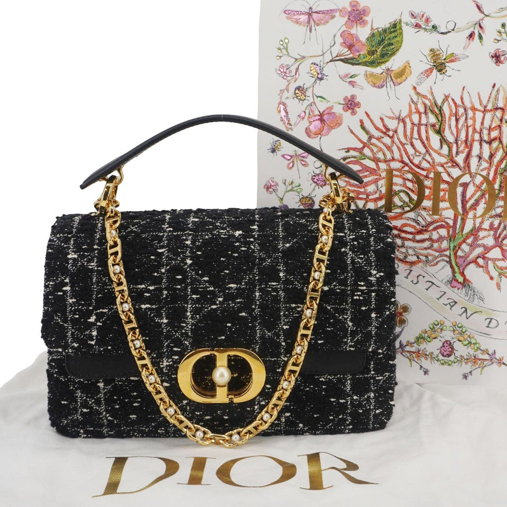 Christian Dior Canage To joule tweed With porch Handbag black