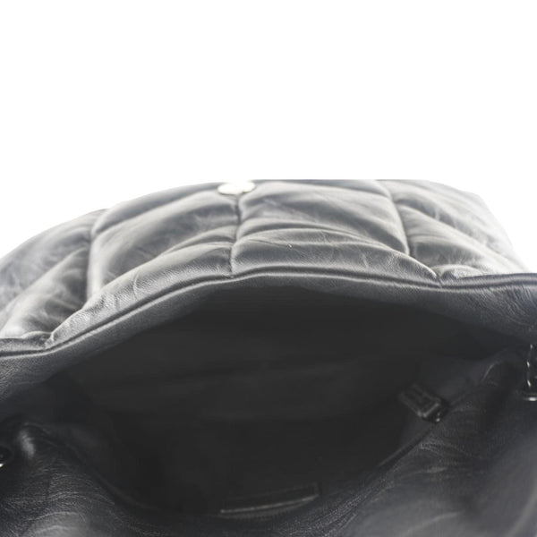 YVES SAINT LAURENT Loulou Puffer Quilted Lambskin Leather Crossbody Bag Black