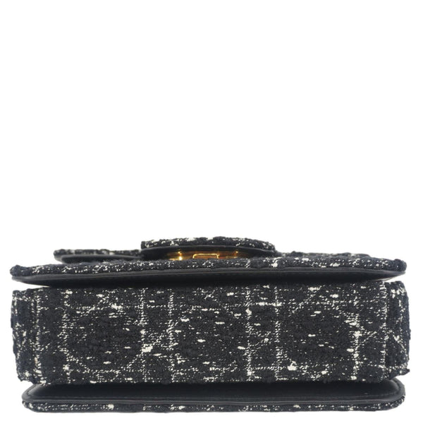 CHRISTIAN DIOR Jolie Small Cannage Tweed Top Handle Shoulder Bag Black