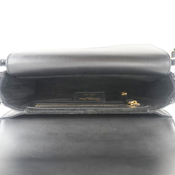 CHRISTIAN DIOR Jolie Small Cannage Tweed Top Handle Shoulder Bag Black