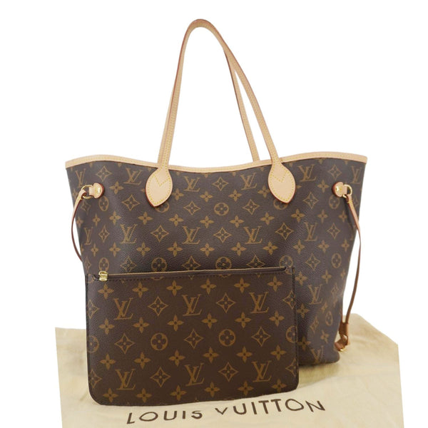 LOUIS VUITTON Neverfull MM Monogram Canvas Shoulder Bag Brown