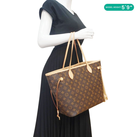 LOUIS VUITTON Neverfull MM Monogram Canvas Shoulder Bag Brown